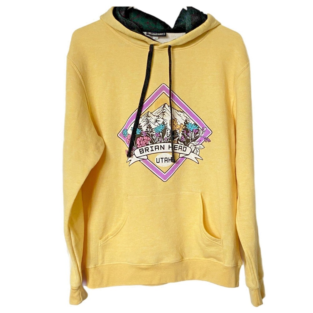 Women's BRIAN HEAD Utah YELLOW Hoodie Pullover Sweatshirt Lone Rock Clothing M